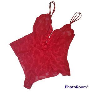 Victoria's Secret Vintage. Red lace bodysuit M